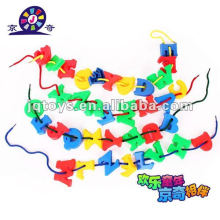 Plastic letter threading toys